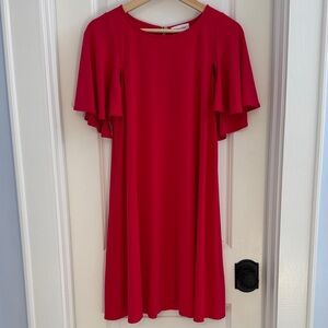 Calvin Klein Hot Pink Mini Dress with Flutter Sleeves